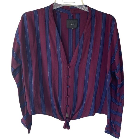 Rails striped size m tie front blouse with gold threading detail - Picture 1 of 10